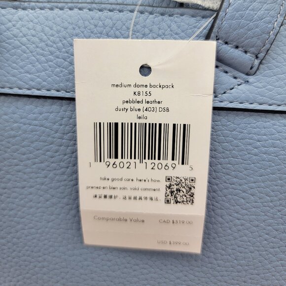 Kate Spade Leila Pebbled Leather Medium Dome Backpack K8155 Dusty Blue main image 4